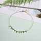 Acrylic Leaf Charm Necklace with Imitation Pearl Beaded for Women NJEW-JN04138-2