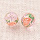 Flower Picture Printed Glass Round Beads GLAA-J088-10mm-A02-2