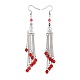 Glass Beads Tassel Earrings EJEW-JE03504-3