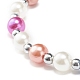 Bracciale elasticizzato imitazione perla con perline con ciondolo a goccia da donna BJEW-JB07639-6