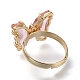 Adjustable Brass Glass Finger Rings RJEW-P148-A01-15-3