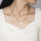 Halskette mit Herzanhänger aus natürlicher Muschel und Büroklammerketten aus Edelstahl IQ7813-1-5
