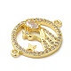Rack Plating Brass Micro Pave Clear Cubic Zirconia Connector Charms KK-K377-23G-2