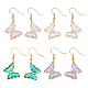 Anattasoul 4 paires 4 couleurs véritables boucles d'oreilles pendantes papillon plaqué or 14 carats avec zircone cubique EJEW-AN0003-82-1