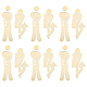 3dプラスチック粘着性の男性と女性の模様ミラーWCサイン  トイレ用クロスレッグDIYデカール  バスルーム  ゴールド  11.5~111x7~53x0.5mm  9個/セット DIY-WH0308-145A-1