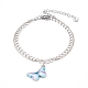 Bracelets à breloques papillon en alliage émaillé BJEW-JB06052-1