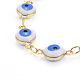 Set di gioielli per bracciali e collane con catena a maglia malocchio smaltato in ottone SJEW-JS01191-6