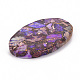 組み立てられた天然ブロンズ石と合成インペリアルジャスパーペンダント  オーバル  染め  青紫色  49~50x29~30x5~6mm  穴：1.5mm G-N330-027-4