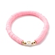 Handmade Polymer Clay Heishi Beads Stretch Bracelets Set with Heart Patter Beads for Women BJEW-JB07450-14