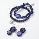 Lapis Lazuli Beads Wrap Bracelets and Earrings Jewelry Sets SJEW-JS00905-03-1
