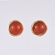 Natural Red Agate/Carnelian Ball Stud Earrings EJEW-JE03980-02-3