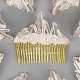 天然原石水晶チップコーム。合金パーツあり  女性の女の子のためのヘアアクセサリー  ゴールドカラー  80mm PW23032197792-1