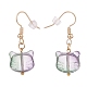 Glass Cat Dangle Earrings EJEW-JE04960-4