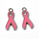 Pendentifs en alliage d'émail de ruban de sensibilisation rose de cancer du sein d'octobre EA546Y-2-1