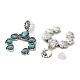 Boucles d'oreilles pendantes en turquoise synthétique à fleurs EJEW-G370-04AS-2