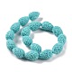 Dyed Synthetical Coral Teardrop Shaped Carved Flower Bud Beads Strands CORA-L009-04-3