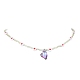 Bracelet extensible en perles de coeur en acrylique et en verre et collier pendentif SJEW-JS01282-2