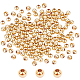 PandaHall 300pcs 4mm Gold Plated Brass Beads Long-Lasting Plated Round Smooth Spacer Beads for Necklace KK-PH0036-67G-1