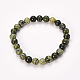 Natürliche Serpentin / grüne Spitzen Stein Perlen Stretch Armbänder BJEW-Q692-53-12mm-1