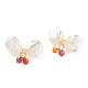Natürliche weiße Muschel- und Perlen-Schmetterlings-Brosche JEWB-T004-01G-4