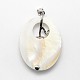 Laiton blanc coquille ovale avec pendentifs de fleurs SSHEL-F0006-48A-01-2