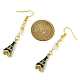 Alloy Enamel Eiffel Tower Dangle Earrings with Imitation Pearl Beaded EJEW-JE05422-04-2