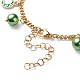 Pulsera de aleación de esmalte y perlas de vidrio con 304 cadena de acero inoxidable para mujer BJEW-JB08707-05-6