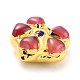 キャッツアイビーズ  金色のトーン真鍮のパーツと  花  レッド  23.5~24x24~25x10~11mm  穴：1.2mm CE-B002-03G-4