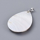 Natural Abalone Shell/Paua Shell and White Shell Pendants SSHEL-L015-03P-2