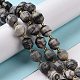 Chapelets de perles de pierre noire/soie noires naturelles G-G990-F15-2