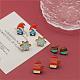 4 Pairs Snowflake & Glove & Christmas Gnome Printed Wood Stud Earrings EJEW-OY001-04-4