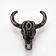 真鍮製マイクロパヴェキュービックジルコニアビーズ  牛の頭蓋骨  ブラック  ガンメタ色  22x18.5x7mm  穴：1mm X-ZIRC-T004-81B-3