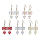Boucles d'oreilles pendantes en verre avec nœud papillon et cœur EJEW-JE05647-1