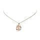 Colorful Cubic Zirconia Oval with Virgin Mary Pendant Necklace NJEW-JN04207-6