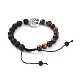 Natural Lava Rock & Tiger Eye Beads Adjustable Braided Bracelets BJEW-JB04987-04-3