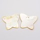 Natural Yellow Shell Large Butterfly Pendants SSHEL-O002-08-1