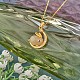 Clear Cubic Zirconia Bunny with Crescent Moon Pendant Necklace JN1074A-7