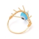 Copper Wire Wrapped Handmade Lampwork Finger Rings for Women RJEW-JR00390-7