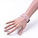 Tres bucles de perlas de chip de cuarzo rosa natural envuelven pulseras BJEW-JB04657-02-4