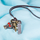 Adjustable Men's Zinc Alloy Pendant and Leather Cord Lariat Necklaces NJEW-BB15998-7