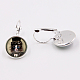Brass Kitten Leverback Earrings EJEW-G188-07P-2