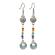 4 Pair 4 Color Alloy Shell with Imitation Pearl Dangle Earrings EJEW-JE05379-2