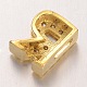 Golden Plated Brass Micro Pave Cubic Zirconia Letter Slide Charms ZIRC-E015-01-3