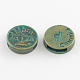 Antique Bronze & Green Patina Plated Flat Round Zinc Alloy Slide Charms X-PALLOY-Q307-05-NR-1