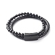 Mehrsträngige Armbänder aus natürlichem Obsidian mit runden Perlen BJEW-JB06571-03-1
