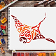 FINGERINSPIRE Manta Ray PET Stencil for Walls and Crafts DIY DIY-WH0202-205-6