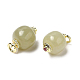 Natural Hetian Jade Apple Charms with Brass Jump Rings KK-H445-17G-3