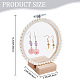 Retro Round Wooden Lace Fabric Earring Display Stands EDIS-WH0029-82-2