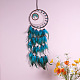 Iron & Synthetic Turquoise Woven Web/Net with Feather Pendant Decorations PW-WG51331-01-3