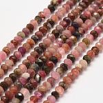 Natural Tourmaline Bead Strands, Faceted, Rondelle, 3x2.5mm, Hole: 1mm, about 140pcs/strand, 14.9 inch